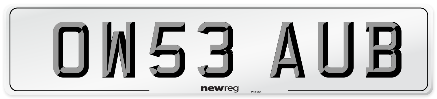 OW53 AUB Number Plate from New Reg